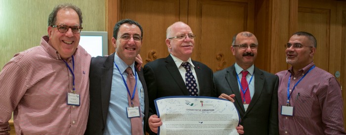 Rabbi Frank with Shahab Hussein and FoEME directors at Dead Sea Conference, 2013 photo